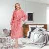 Women's Shaggy Fleece Robe Warm Plush Long Bathrobe for Women shawl collar nightgown with Pockets