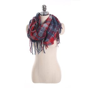 Autumn and winter scarf ladies plaid circle yarn tassel dual-use warm scarf (Color: 3)