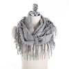 Autumn and winter scarf ladies plaid circle yarn tassel dual-use warm scarf