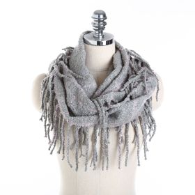 Autumn and winter scarf ladies plaid circle yarn tassel dual-use warm scarf (Color: 6)