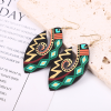 Oval Shape Acrylic Drop Earrings Vintage Boho Style Pattern Geometric Shape Pendant Hook Earrings Temperament Bohemian Ear Jewelry Holiday Style