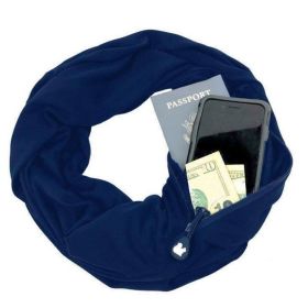 Multi-function Storage Zipper Scarf Multi-color Optional (Color: Navy)