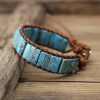 1pc Bohemian Trendy Rectangular Cylindrical Colorful Woven Stone Bracelet For Men Artificial Jewelry