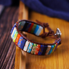 1pc Bohemian Trendy Rectangular Cylindrical Colorful Woven Stone Bracelet For Men Artificial Jewelry