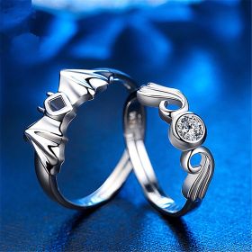 Angel Devil Wings Couple Rings For Women Hip Hop Fine Female Adjustable Rings Christmas Gift Jewelry Party Silver Ring (Style: Women Ring)