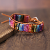 1pc Bohemian Trendy Rectangular Cylindrical Colorful Woven Stone Bracelet For Men Artificial Jewelry