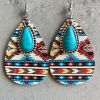 Vintage Bohemian Pine Stone Teardrop Earrings Colorful Charms Delicate Jewelry For Women Accessories 1Pair