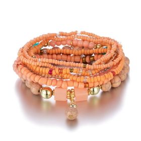 Hot Selling Bohemian Jewelry Multilayer Bracelet Creative Turquoise Beaded Jewelry European and American Style Bracelet Wholesale (Color: Orange)