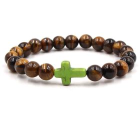 Nine-color Turquoise Cross Tigereye Bracelet Buddha Beads Bracelet (Color: Green)