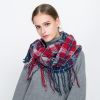 Autumn and winter scarf ladies plaid circle yarn tassel dual-use warm scarf