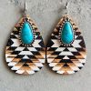 Vintage Bohemian Pine Stone Teardrop Earrings Colorful Charms Delicate Jewelry For Women Accessories 1Pair