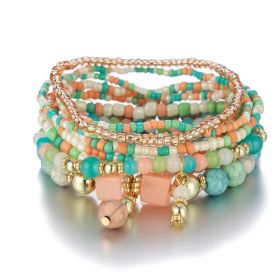 Hot Selling Bohemian Jewelry Multilayer Bracelet Creative Turquoise Beaded Jewelry European and American Style Bracelet Wholesale (Color: light mix)