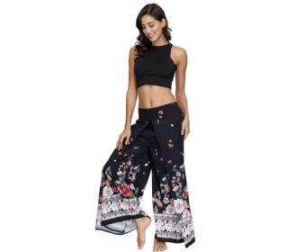 Women's Pants Elastic Waist Bohemian Hippie Gypsy Harem Palazzo Print Pants (Color: 3, size: M)