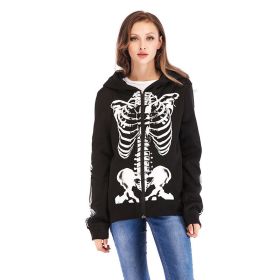 Women Hoodies 3D Printing Hooded Skull Sweatshirts Jacket with Two Pockets (Color: colorful, size: L)