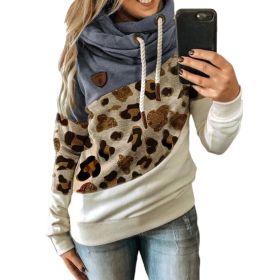 New Women's Clothing Printed Stitching Hooded Fleece Loose Sweater (Color: Blue, size: 5XL)