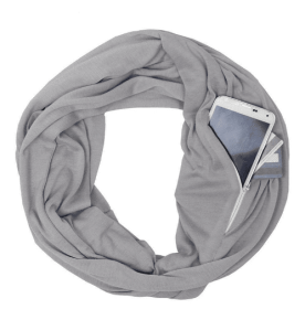 Multi-function Storage Zipper Scarf Multi-color Optional (Color: Gray)