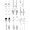 12 Pairs Drop Dangle Earrings boho Fashion Jewelry Vintage Statement Boho Bohemian Earrings Set for Women Girls