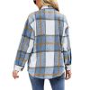 Womens Long Sleeve Plaid Shirts Flannel Lapel Button Down Shacket Jacket Coats