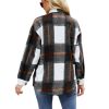 Womens Long Sleeve Plaid Shirts Flannel Lapel Button Down Shacket Jacket Coats