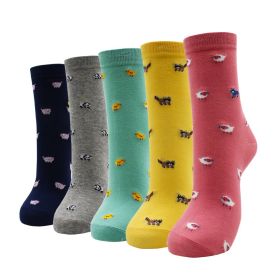 10 Pairs Fashion Colorful Kawaii Cute Cartoon Cotton Women Socks Harajuku Korean Halloween Cat Dog Owl Duck Fox Girl Socks (Color: JW2121, size: EU35-40)