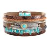 Multi-layer Bracelet Pu Leather Magnetic Buckle Bohemian Wrap Bracelet Vintage Style Hand Jewelry Snakeskin Pattern