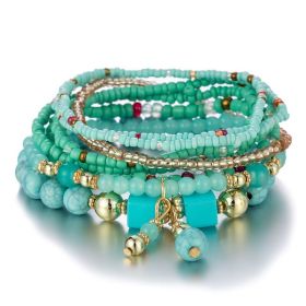 Hot Selling Bohemian Jewelry Multilayer Bracelet Creative Turquoise Beaded Jewelry European and American Style Bracelet Wholesale (Color: Blue)