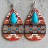 Vintage Bohemian Pine Stone Teardrop Earrings Colorful Charms Delicate Jewelry For Women Accessories 1Pair