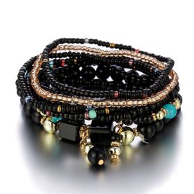 Hot Selling Bohemian Jewelry Multilayer Bracelet Creative Turquoise Beaded Jewelry European and American Style Bracelet Wholesale (Color: Black)