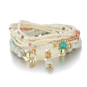 Hot Selling Bohemian Jewelry Multilayer Bracelet Creative Turquoise Beaded Jewelry European and American Style Bracelet Wholesale (Color: beige)